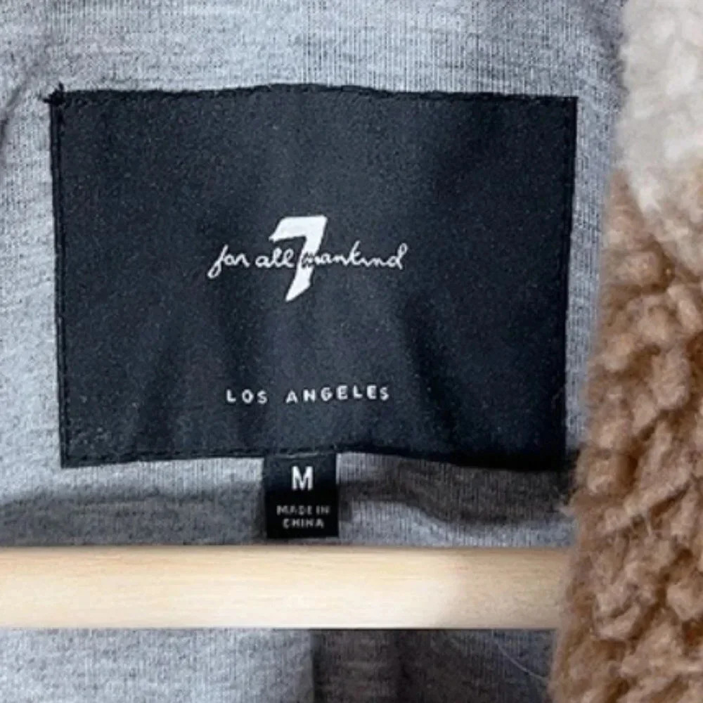 7 For All Mankind Brown Teddy Crop Jacket - Picture 9 of 15